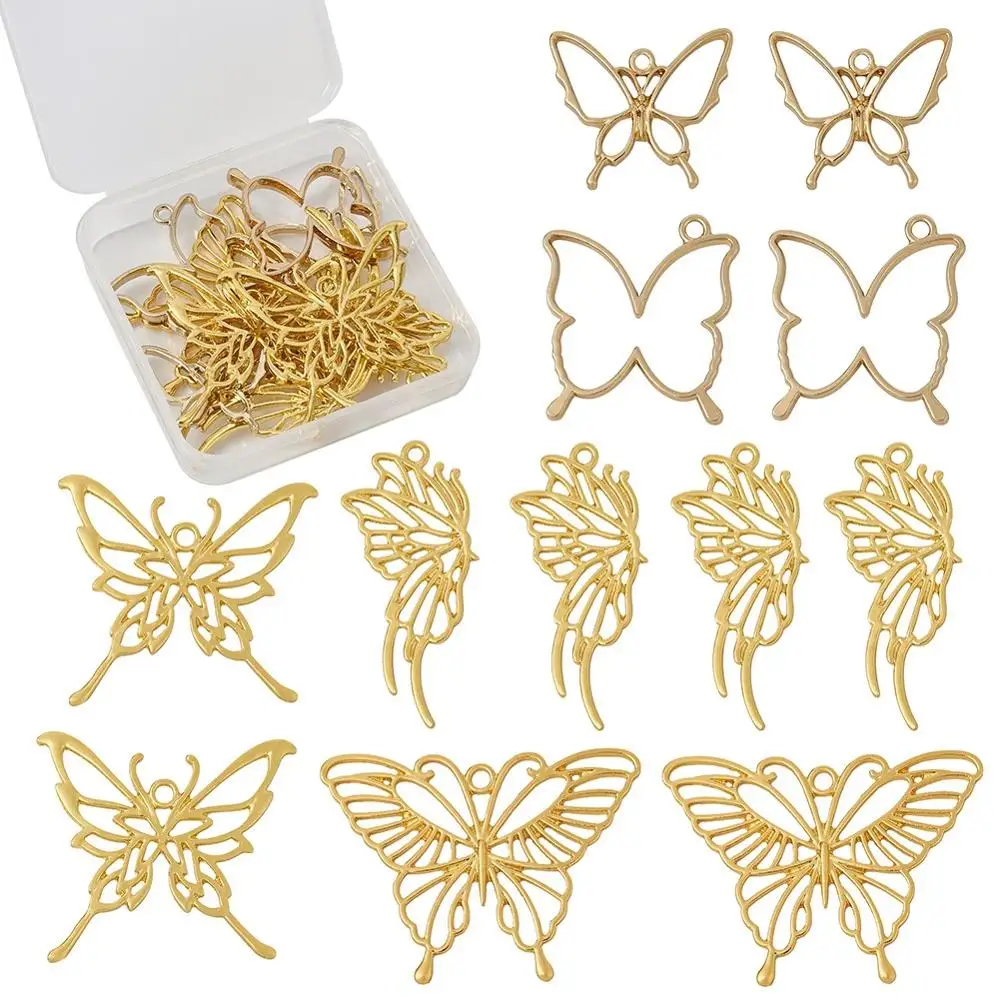 10 шт./компл. из золотого сплава с открытой спиной ободок Бабочка Подвески для DIY УФ