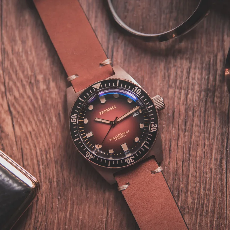 Мужские автоматические часы проксиа бронзовые мужские наручные для дайвинга