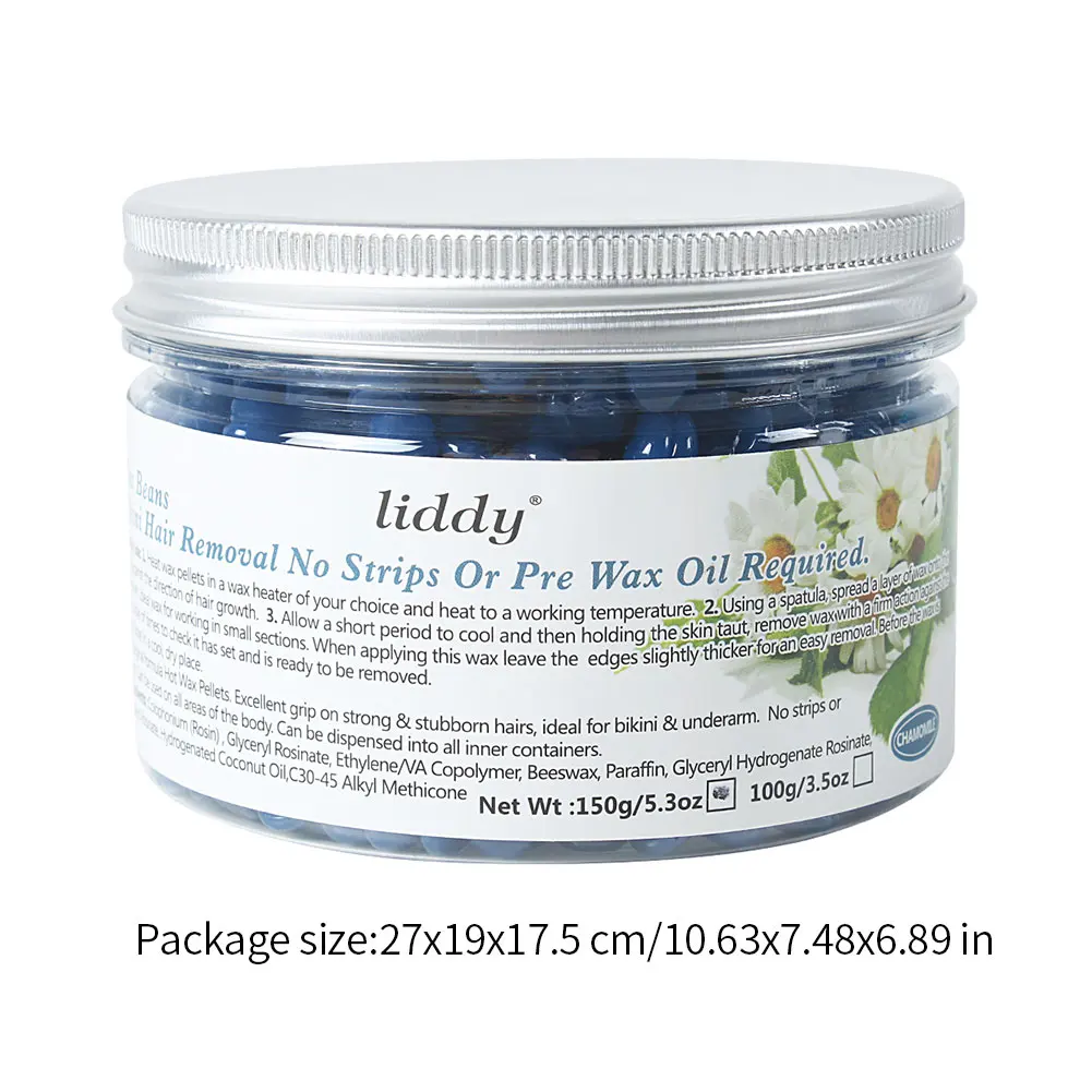 

Liddy Hard Wax Beans Solid Hair Remover Body No Strip Depilatory Hot Film Depilatory Natural Hard Bean Black for Full Body 150g