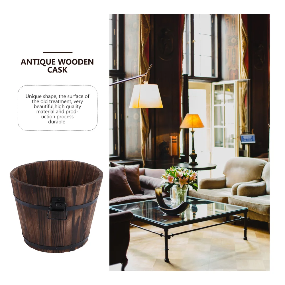 

1pc Decorative Wooden bucket Flower Home Furnishing Anticorrosion Bucket