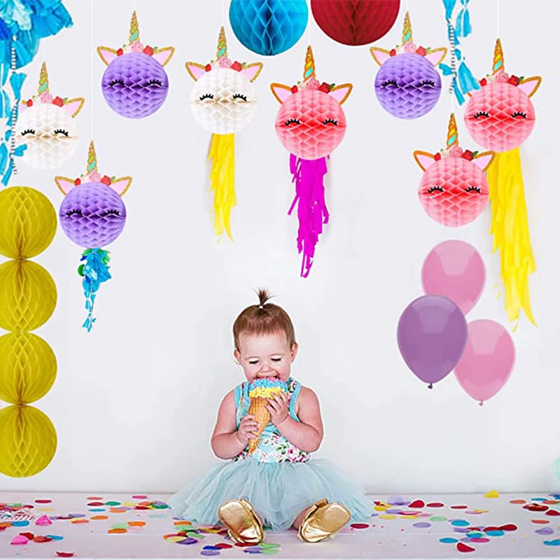 6 шт. Розовый Единорог фонарики шары ручной работы украшение для детского дня