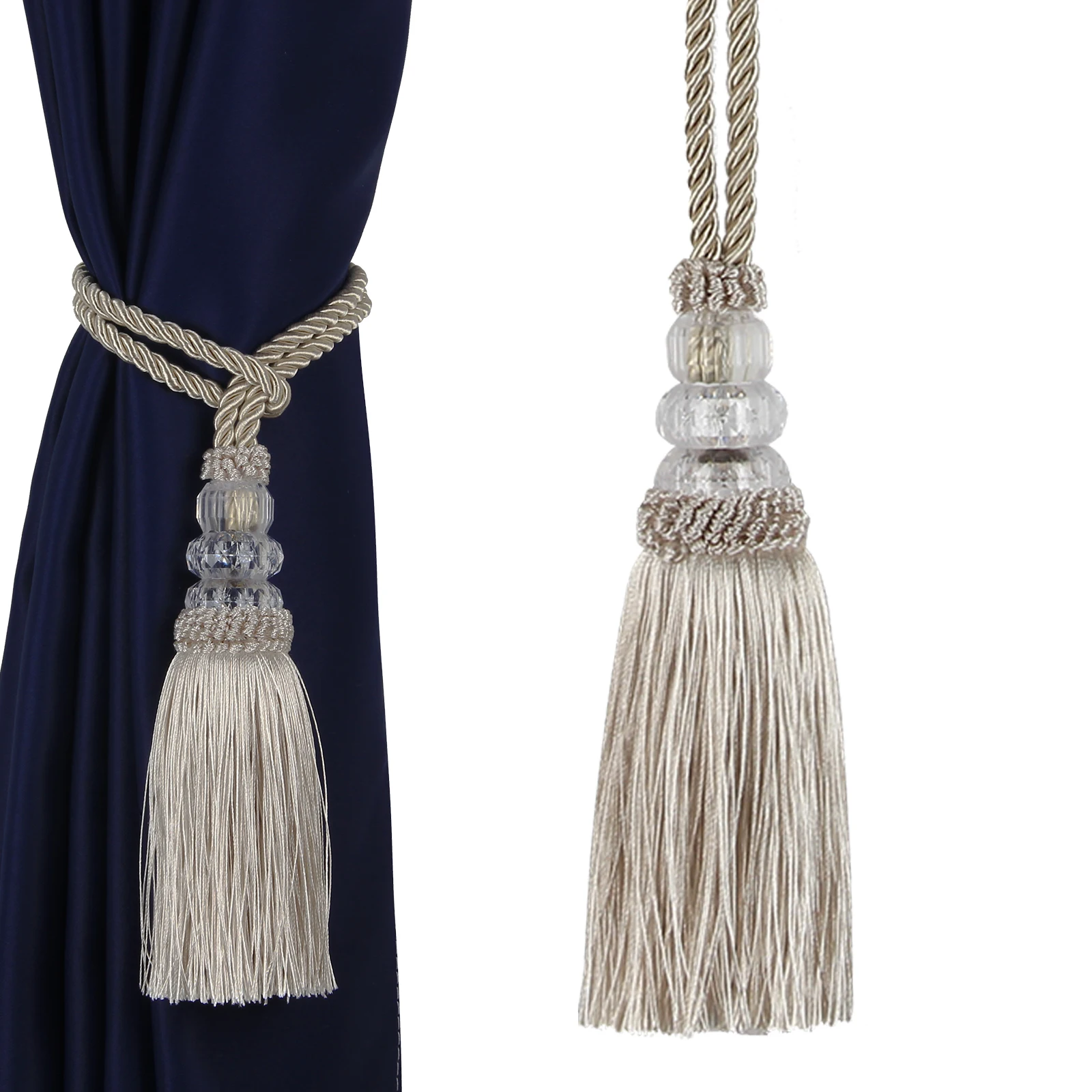 

1PC Curtain Tassel Tieback Curtain Holder Tiebacks With Plastic Ball Accessory Curtain Tie backs Bandage Rope Decorative