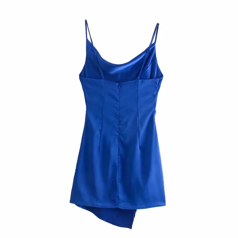 Женское атласное платье-комбинация с рюшами открытой спиной | Женская одежда