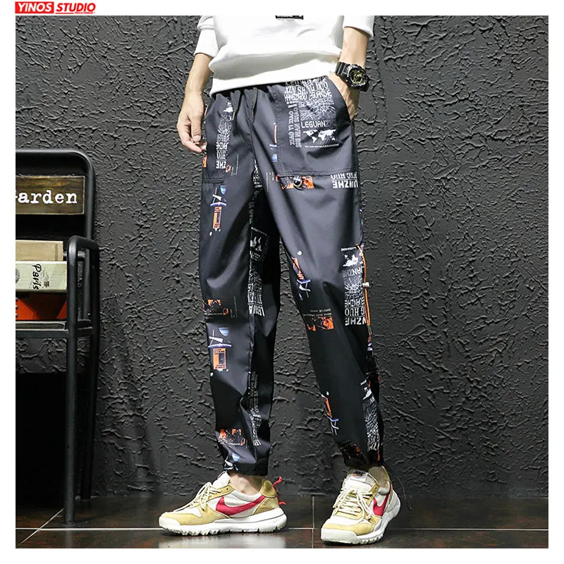 Мужские повседневные брюки с принтом облегающие мешковатые шаровары в стиле хип