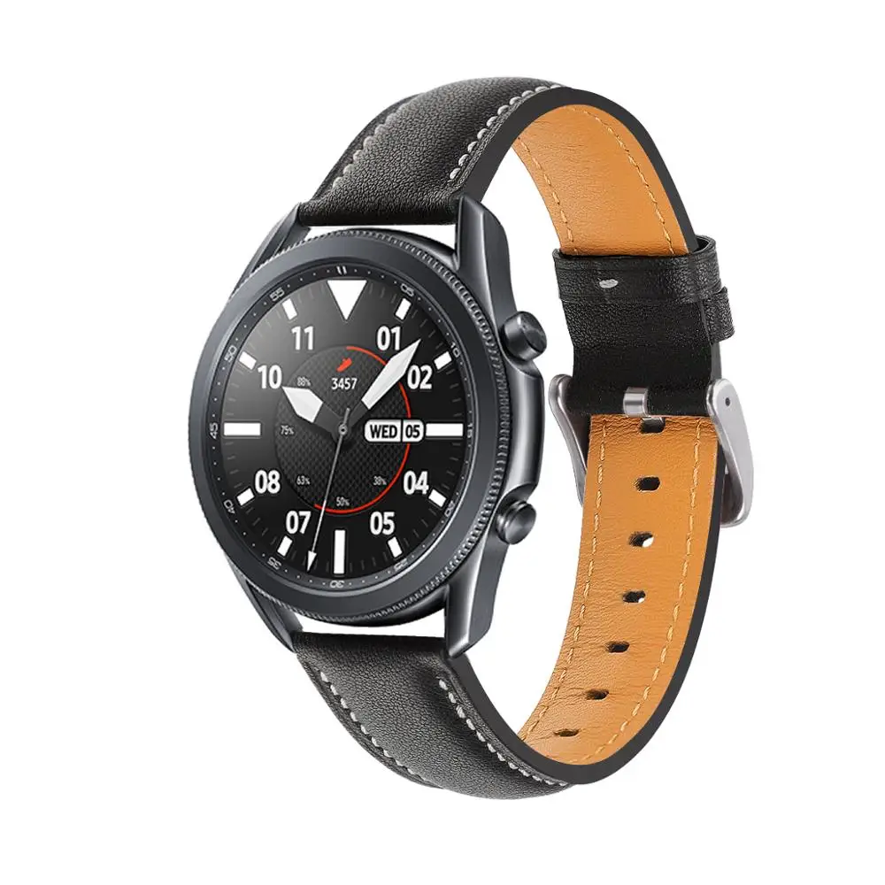 

Кожаный ремешок для часов Samsung Galaxy Watch 3, 45 мм, 20 мм, 22 мм, браслет для Galaxy Active 2, Huawei GT2, GTS, GTR
