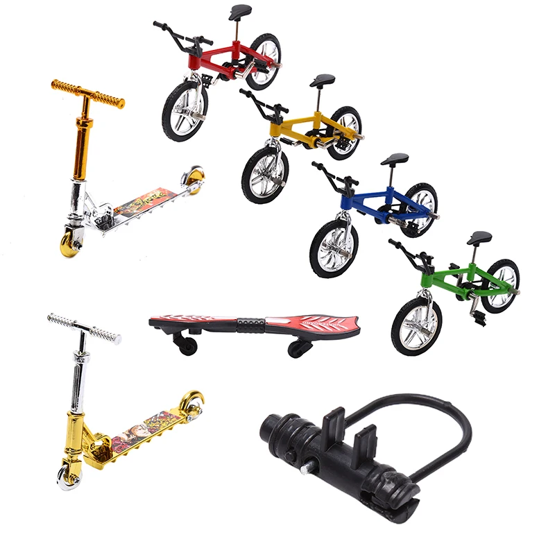 

4Pcs Mini Finger Skateboarding Fingerboard BMX Bicycle Finger Scooter Shoes Skate Boards Mini Bikes Toys For Children Kids Gift