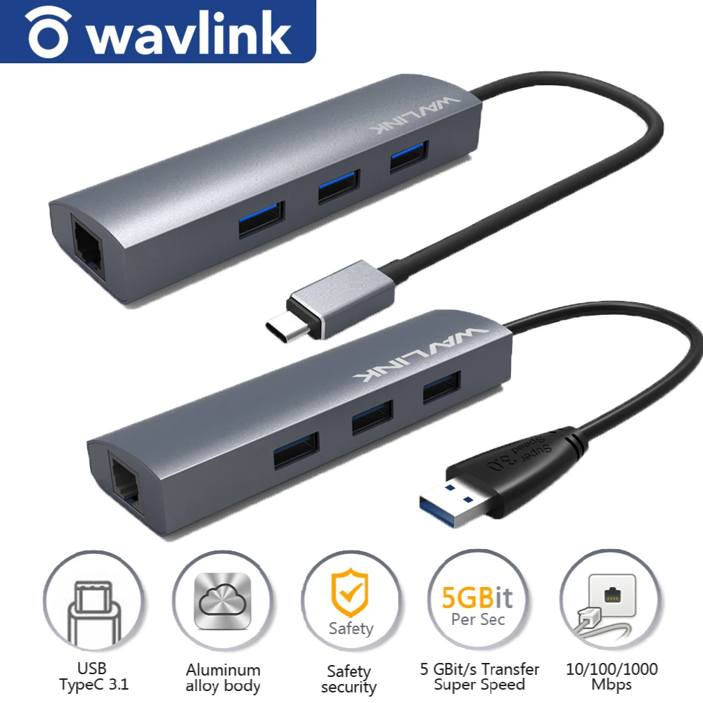 Wavlink Φ 3 0 с RJ45 Gigabit Ethernet алюминиевый адаптер стандарта USB Type C сетевая карта для MacBook
