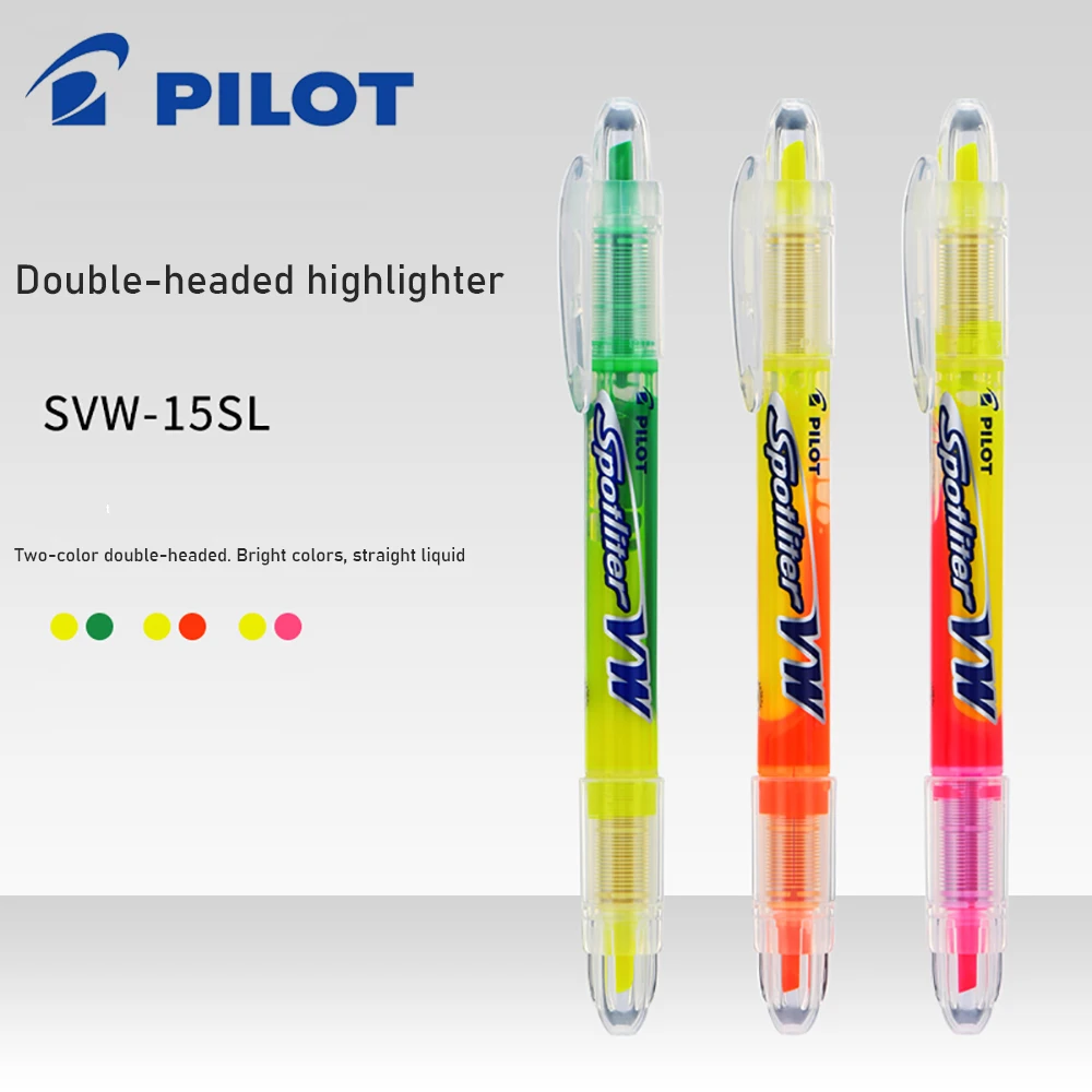 

6 PILOT SVW-15SL Double-headed Two-color Highlighter Environmentally Friendly Straight Liquid Pen Hand Account Painting Marker