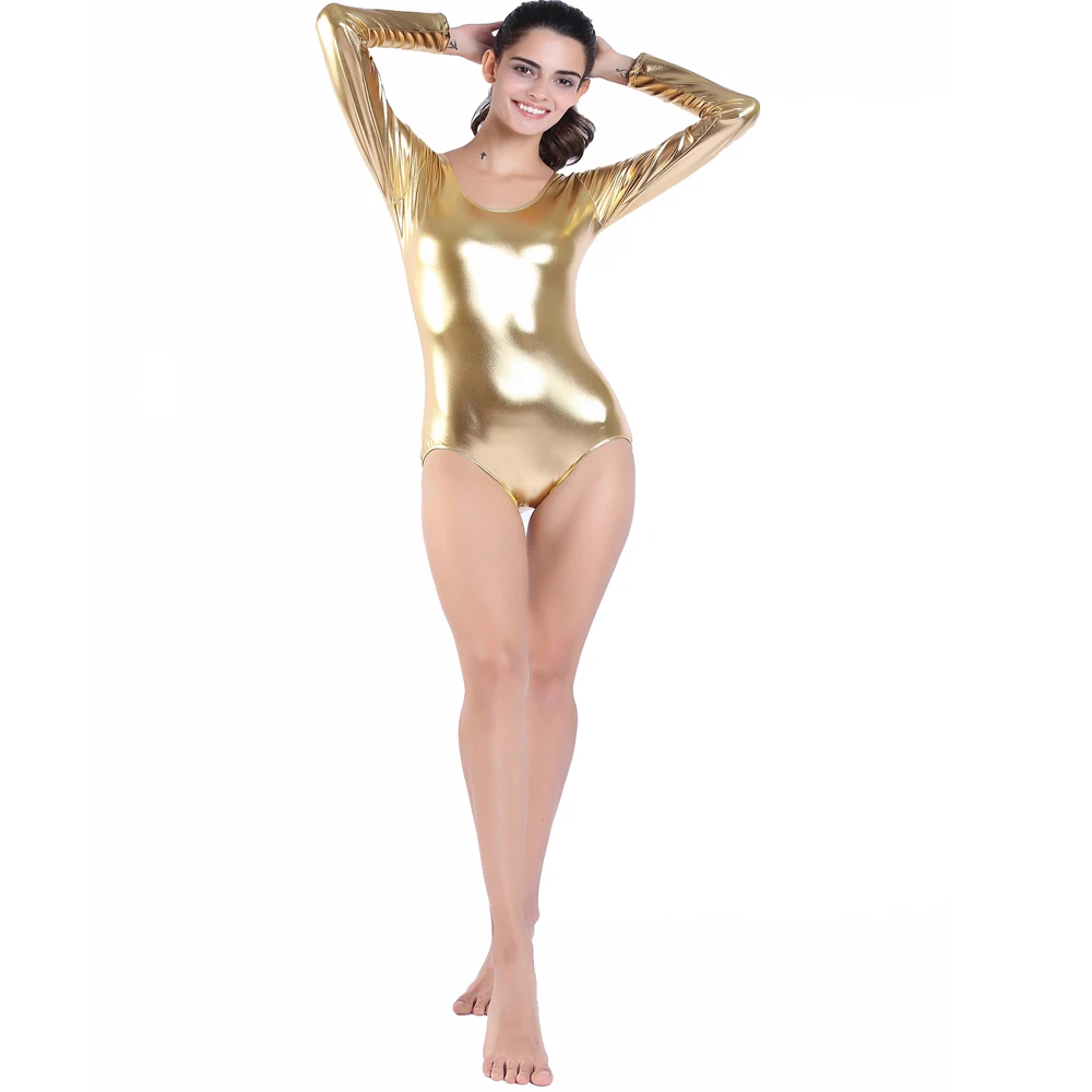 Женское танцевальное боди Speerise блестящее металлическое телескопическое с