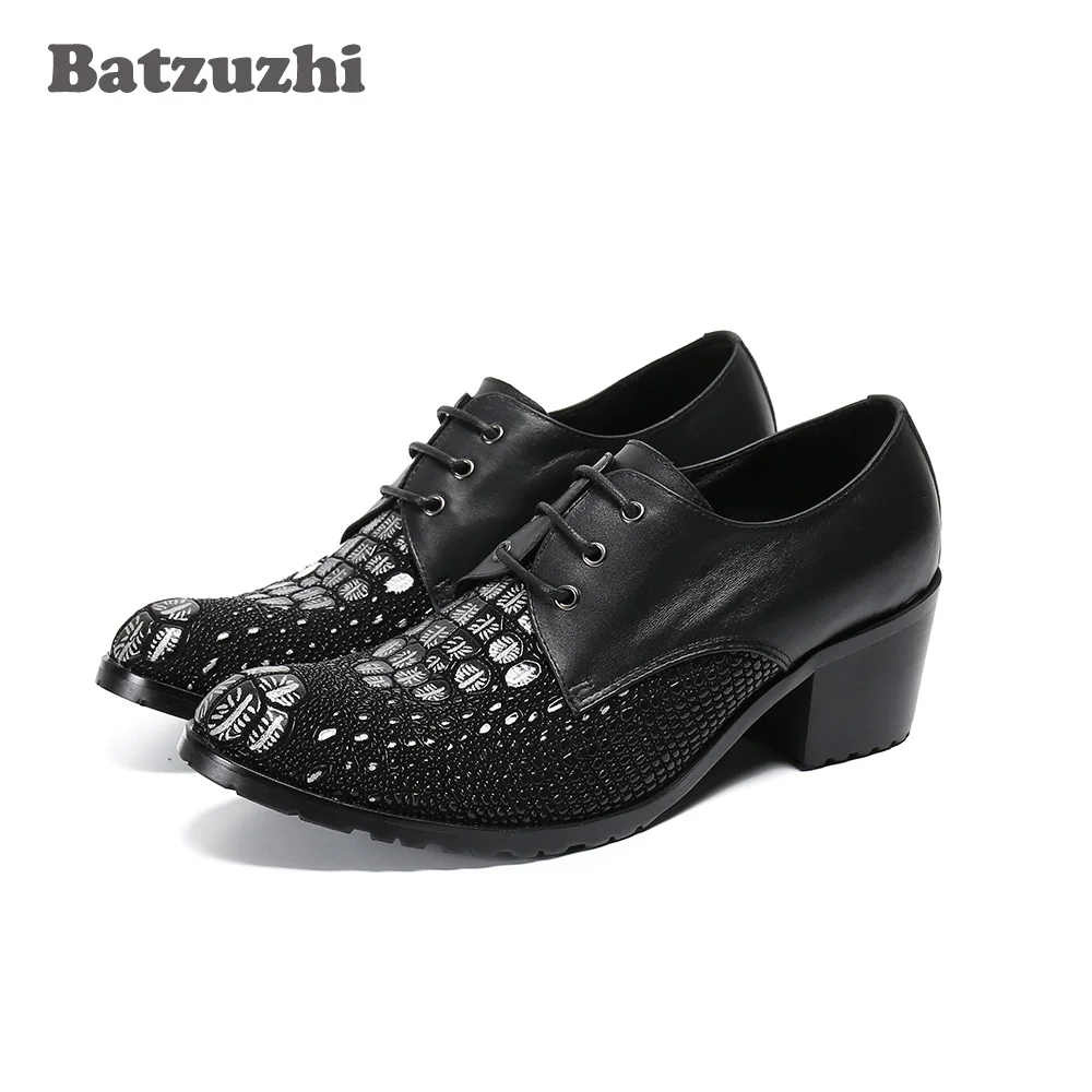 

Batzuzhi/кожаные модельные туфли на высоком каблуке 6,5 см; Деловые кожаные туфли на шнуровке; Нежная мужская обувь для вечеринок; Мужская обувь; ...