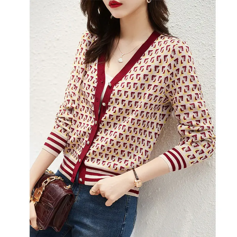 

Вязаный свитер, кардиган, куртка, Женская Новинка 2021, модная универсальная тонкая куртка с длинными рукавами для ленивых женщин