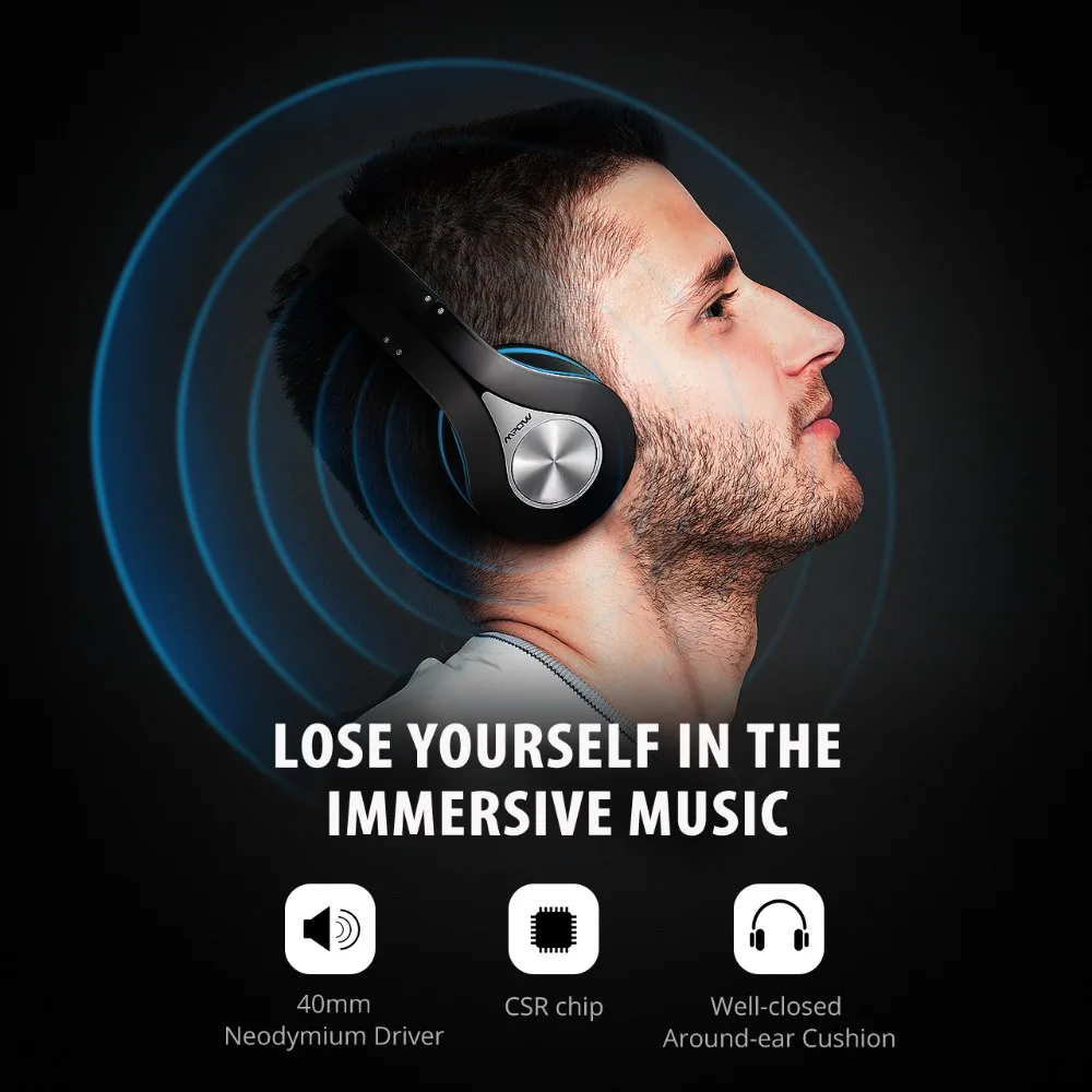 Mpow 059 беспроводные Bluetooth наушники Hi-Fi стерео звук гарнитура шумоподавление наушники с микрофоном для iPhone XS/8/7
