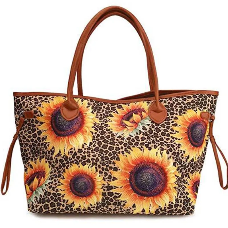 

Dropshipping 2021 New Arrival Women Leopard Stripe Handbag PU Handle Tote Fashion Rainbow Shoulder Bags Indian Style