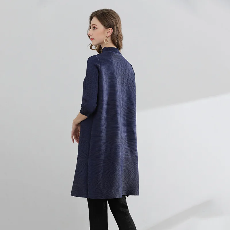 Женский плиссированный Тренч Miyake летнее однобортное однотонное длинное пальто в