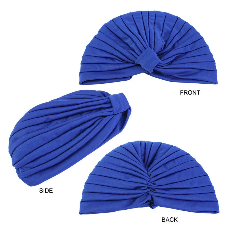 

New Women Solid Stretchy Turban Knotted Indian Cap Inner Hijab Muslim Hat Headband Female Chemo Caps Adult Head Wrap Headcover