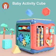 Baby Toys Activity Play Cube Music Instuments Montessori Shape Match Infant Development Educational Box For Kids 13 24 Months