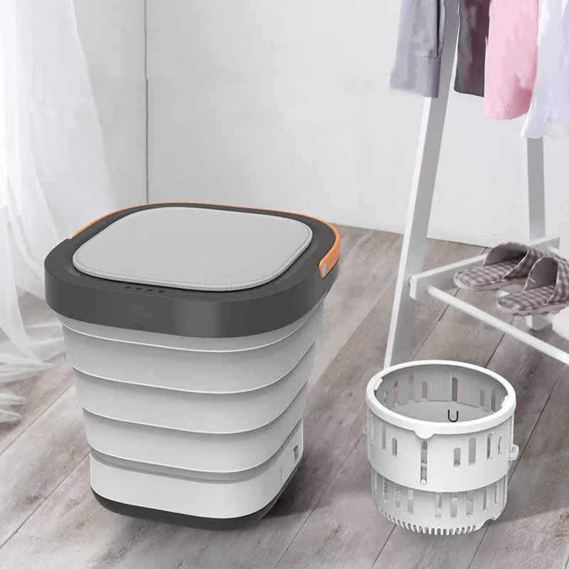 2 in 1 Portable Mini Folding Clothes Washing Machine Bucket Automatic Home Travel Self-driving Tour Underwear Foldable Washer |