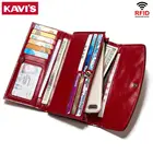 Клатч KAVIS из натуральной кожи для женщин, роскошный Дамский удлиненный кошелек на молнии, Брендовое портмоне для денег и мелочи для девушек