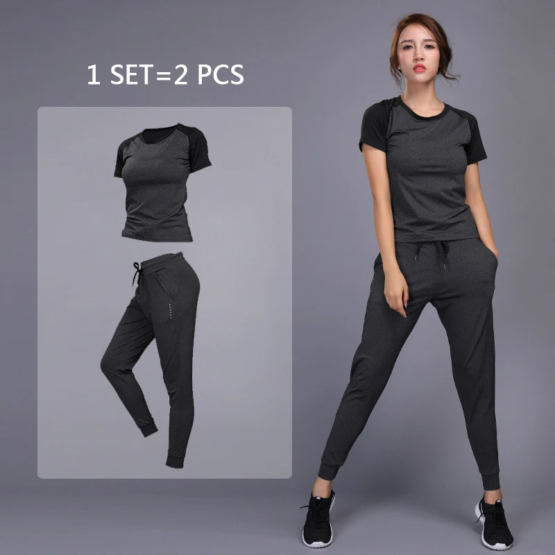 

2pieces Women's sportswear Yoga Sets Fitness Gym set Running Tennis Shirt+Pants Yoga Leggings Jogging Workout suit gym clothing