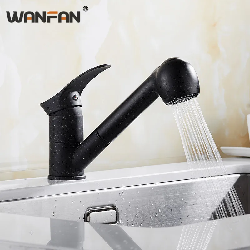 Смесители для кухни выдвижной кран распылитель поворотный 360 градусов латунный умывальника Черный мытья