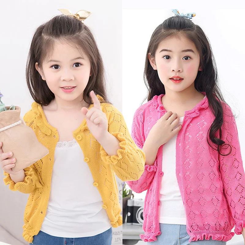 

2020 Brand Children's New Sweater 1-12Y Girls Knitting Cardigan Baby Solid Color Cotton Jacket Autumn Winter Teenage Clothes