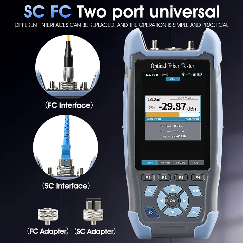 Pro mini OTDR Fiber Optic Reflectometer AUA900D with 9 Functions VFL OLS OPM Event Map 24dB for 64km Fiber Cable Ethernet Tester