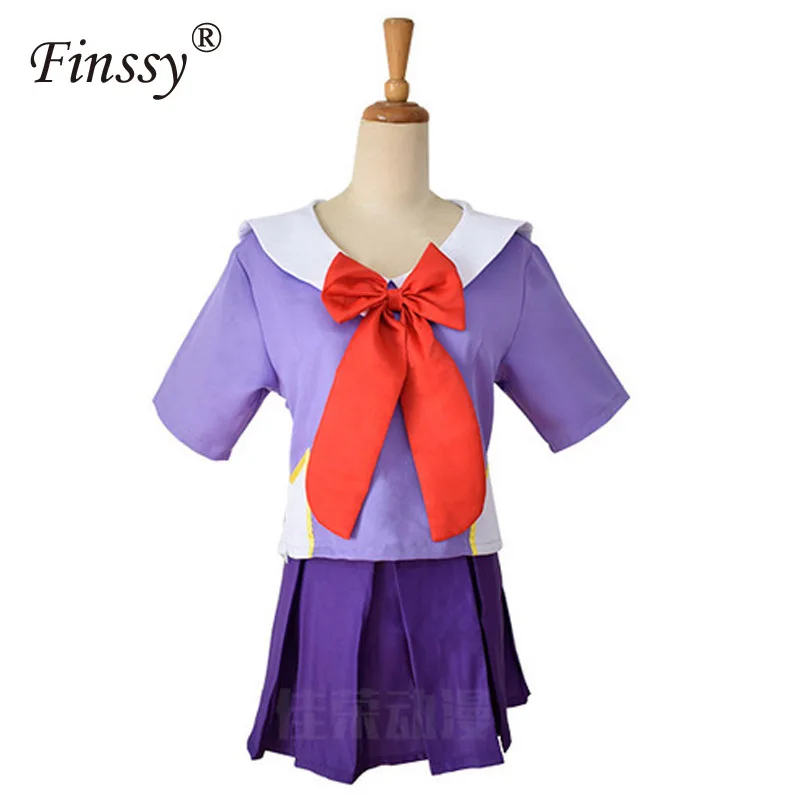 Mirai Nikki Gasai Yuno Anime Cosplay Costume - Lolita Sailor Style with Loli Bow and Short Skirt, includes Wig (80cm Length) for Women image 3