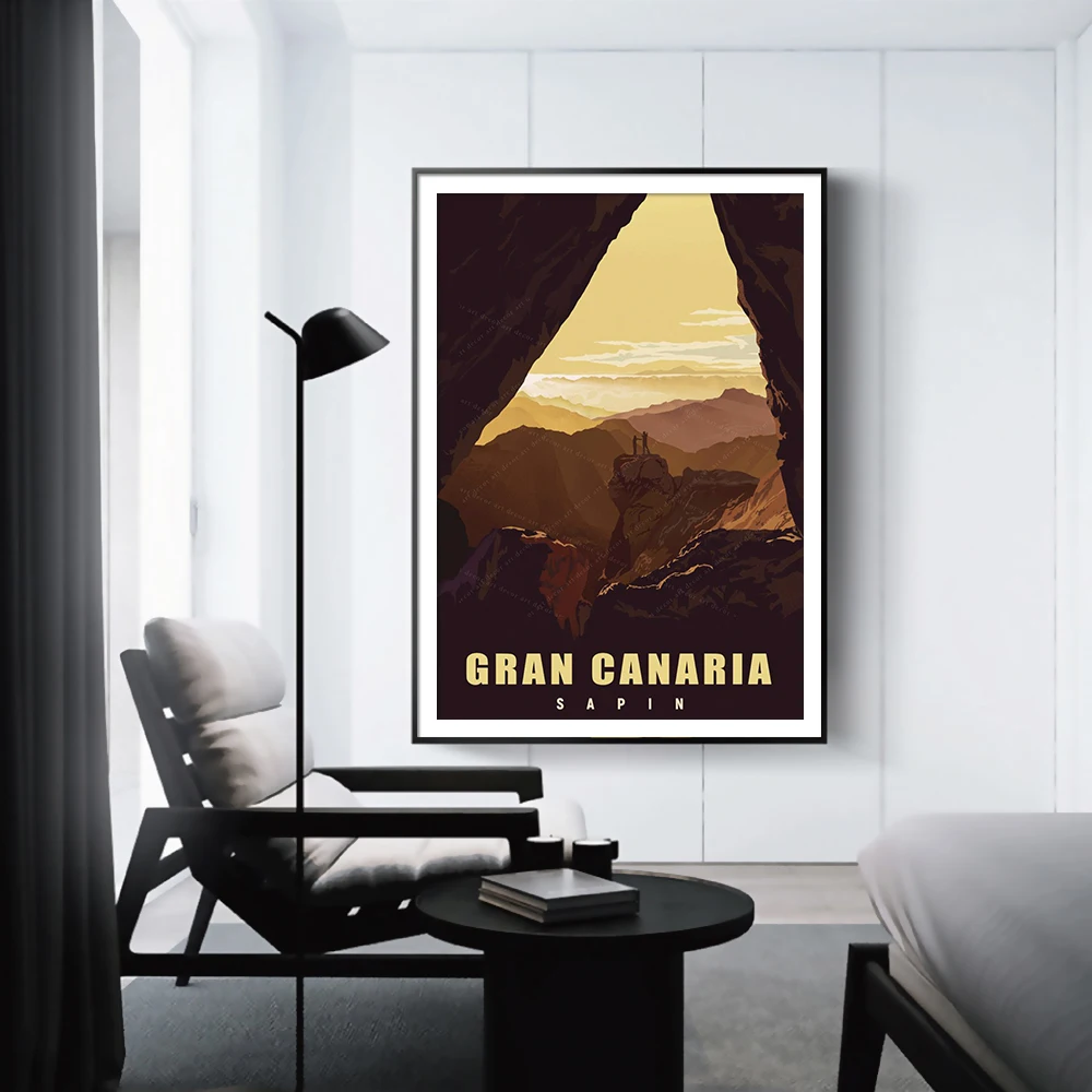 

Spain Gran Canaria Holiday Vintage Travel Poster Canvas Painting Wall Art Kraft Posters Coated Wallsticker Home Decor Gift