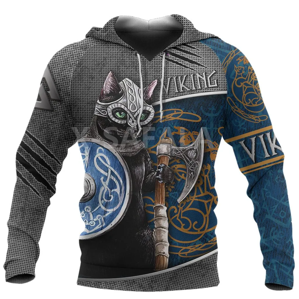 

Viking Iron Armor Cat 3D All Over Print XS-7XL Hoodie Man Women Harajuku Outwear Zipper Pullover Sweatshirt Casual Unisex-7