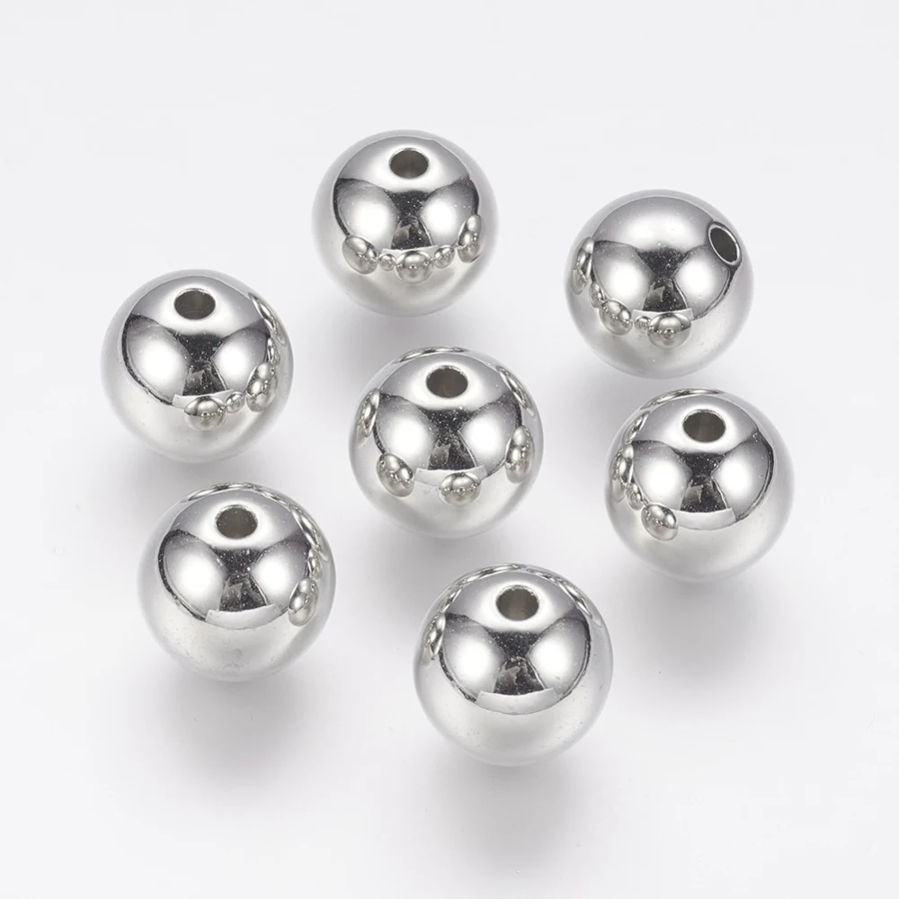 

20PCS CCB Plastic Beads Round Platinum 13.5mm Hole: 3mm