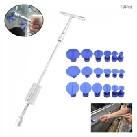 19pcsset universal lengthen steel plastic t type car door body pulling paintless dent repair device removal tool kit with tabs