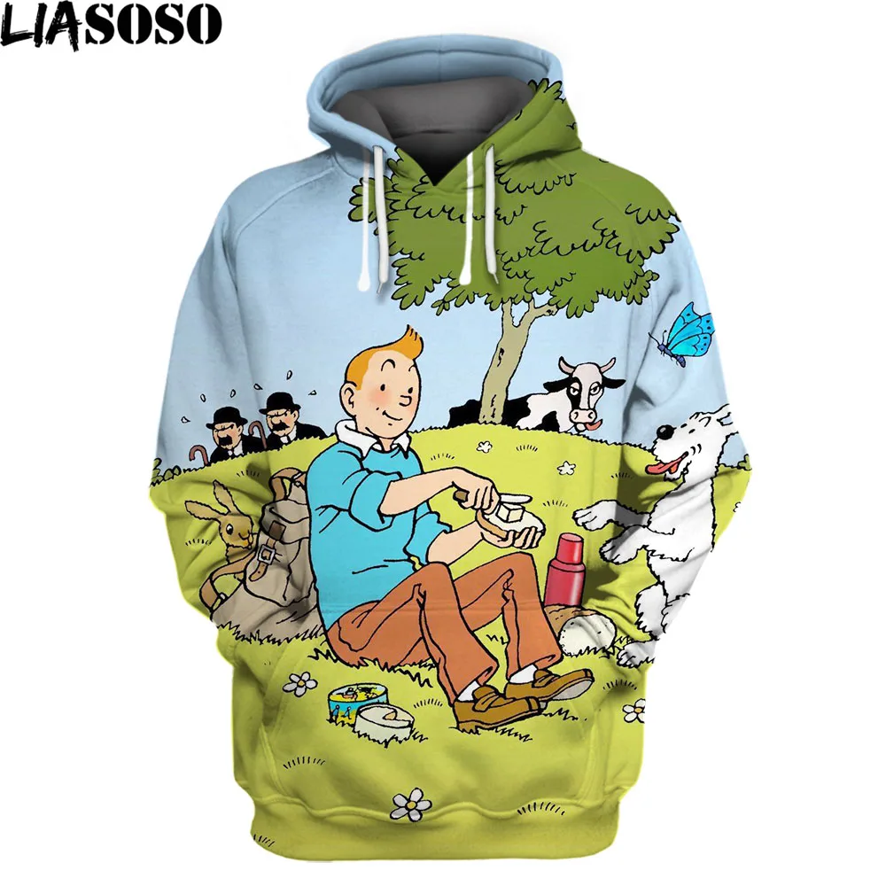 

Tintin Adventure Cute Cartoon Anime Sweatshirts Men Women Vintage Fashion France Streetwear Harajuku Trendy Plus Size Pullovers