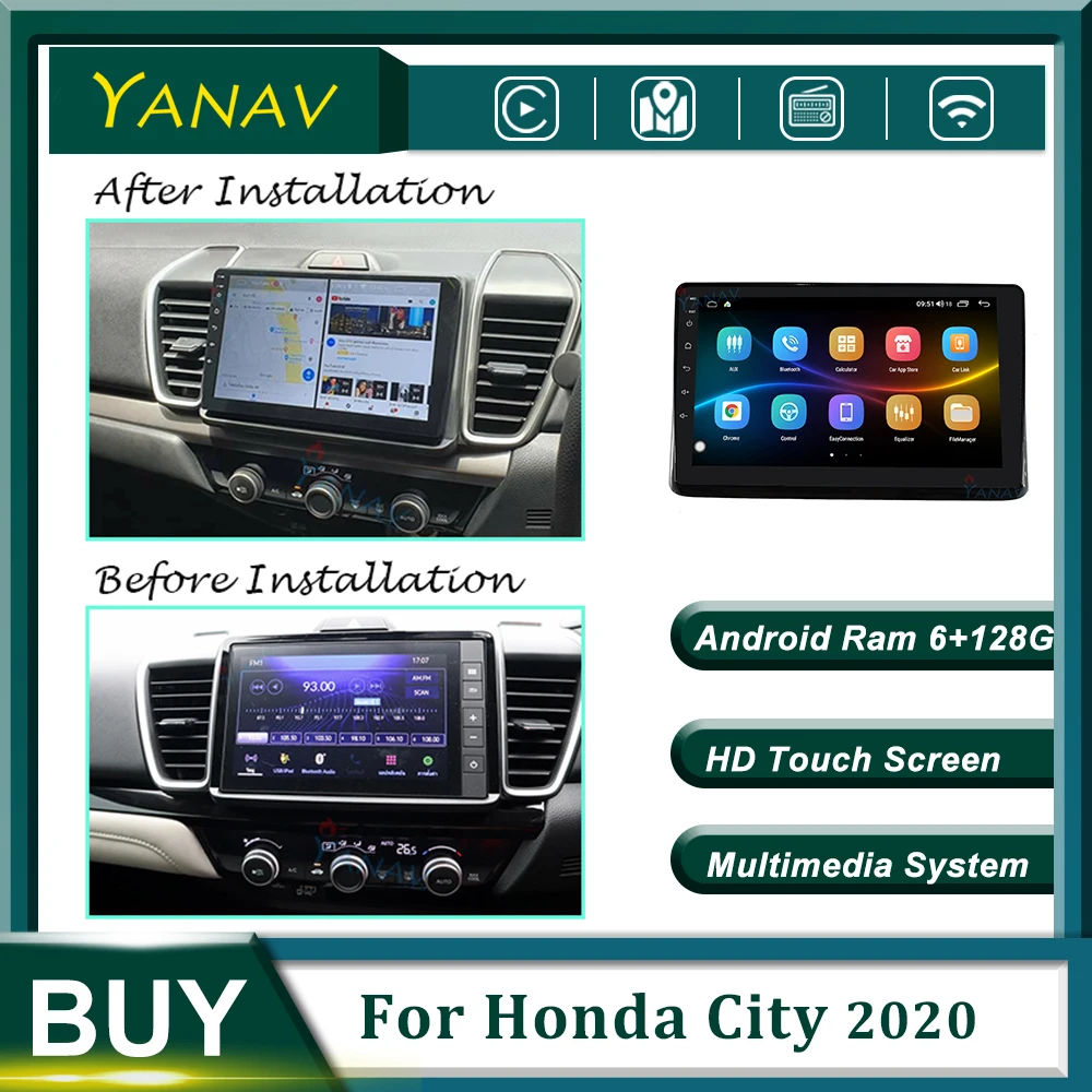 

Автомагнитола 2DIN, 128 ГГц, Android, аудио, стереоприемник для Honda City 2020, GPS-навигация, видео, HD сенсорный экран, Мультимедийный MP3-плеер