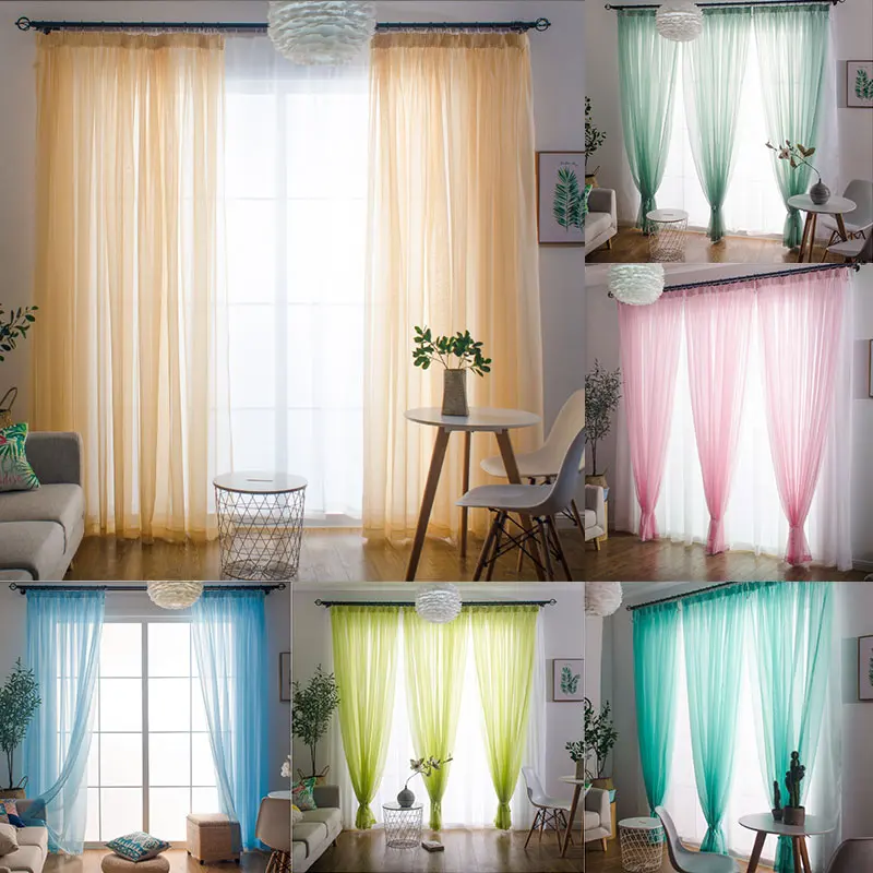 Однотонные тюлевые занавески для окон в европейском и американском стиле