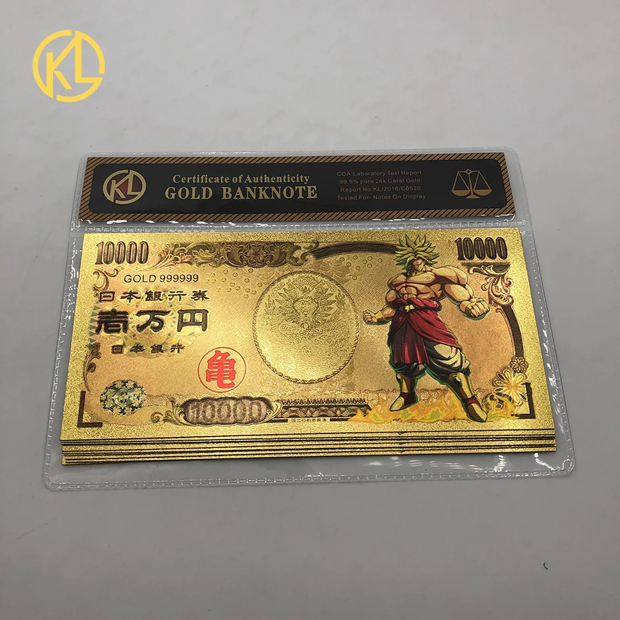 5 шт. или 10 шт./лот, японский dragon ball z Master Roshi 10000 Yen, Золотые пластиковые банкноты для детской классической коллекции памяти - Цвет: Dragon Ball8-COA