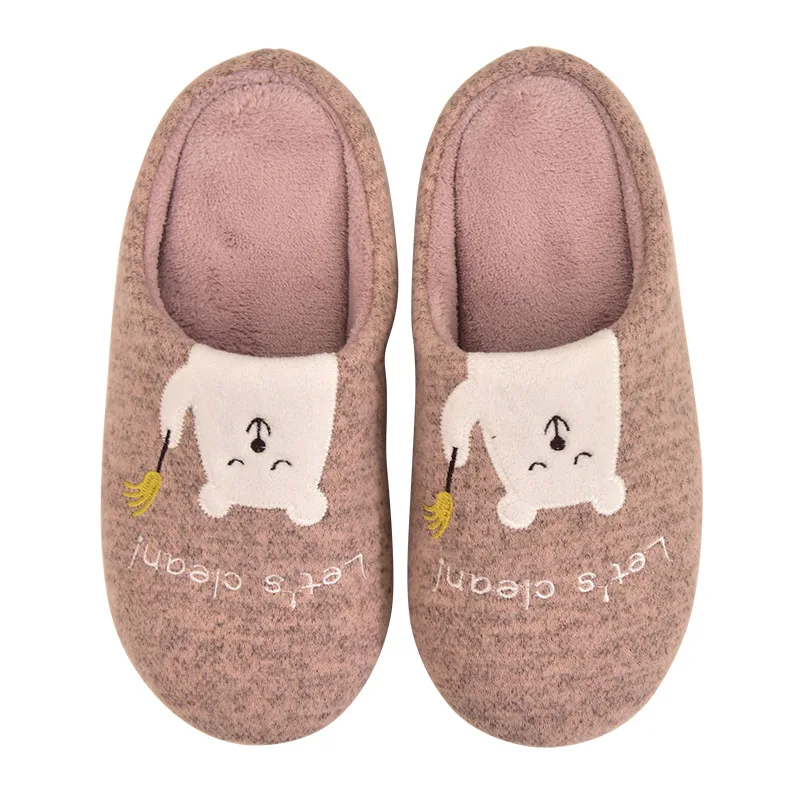

Cute Cartoon Bear House Bedroom Women Fur Slippers Winter Warm Plush Couples Shoes Soft Cotton Indoor Ladies Furry Slippers