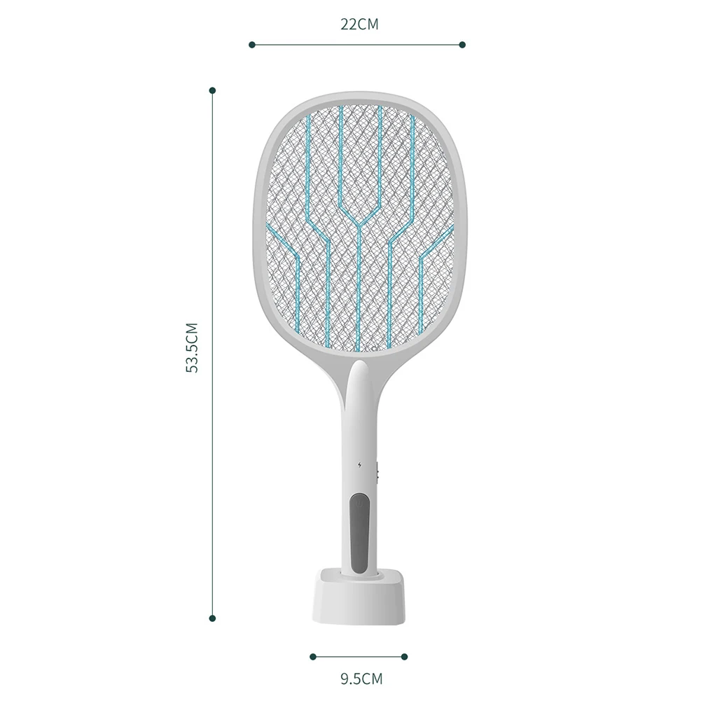 

2 in 1 Electric Mosquito Swatter 2 Modes 3 Layers 2000mAh USB Rechargeable Home Fly Bug Zapper Racket Killer Insect Trap Pest Co