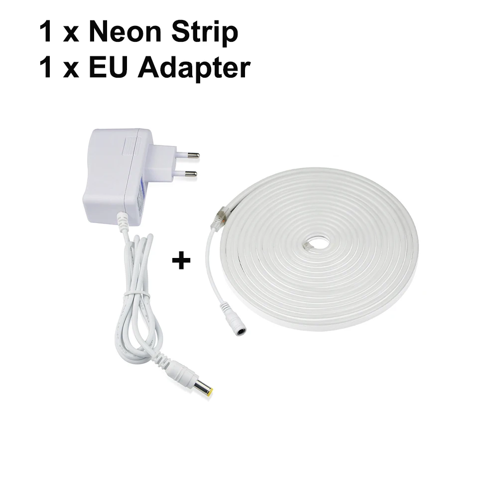 EU Plug With LEDTape 12V Светодиодные ленты неоновый светильник вывеска 1/2/3/4/5 м Гибкий неоновый светодиодный лента для украшения дома светильник ing Водонепроницаемый Светодиодная лента световой - Испускаемый цвет: EU Plug With LEDTape