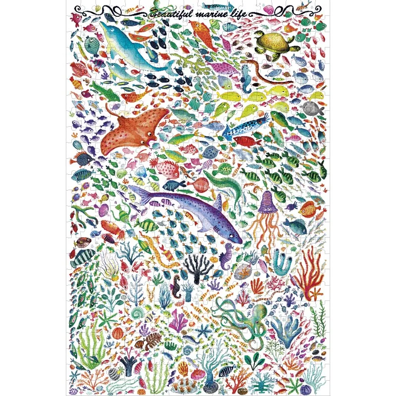 

Michelangelo Wooden Puzzle 2000 Pieces Lots of Fish Children Education Education Gift Adult Puzzle Family Mural