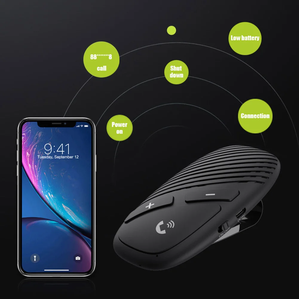 newest bluetooth 5 0 receiver clip hands free sun visor wireless car kit speaker phone car adapter accessories dropshipping free global shipping