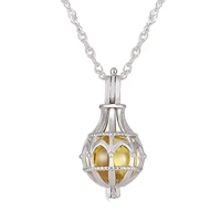 s925 silver round bead cage pendant female european and american style fashion creative inlaid pearl silver jewelry