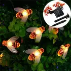 Милая светодиодная гирлянда с пчелами на солнечной батарее, уличный садовый шнурок для забора, внутреннего дворика, рождественское освещение, 2 м5 м