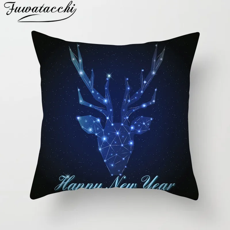Чехол на рождественскую подушку Fuwatacchi Снежная сцена подушка с принтом Снежинка