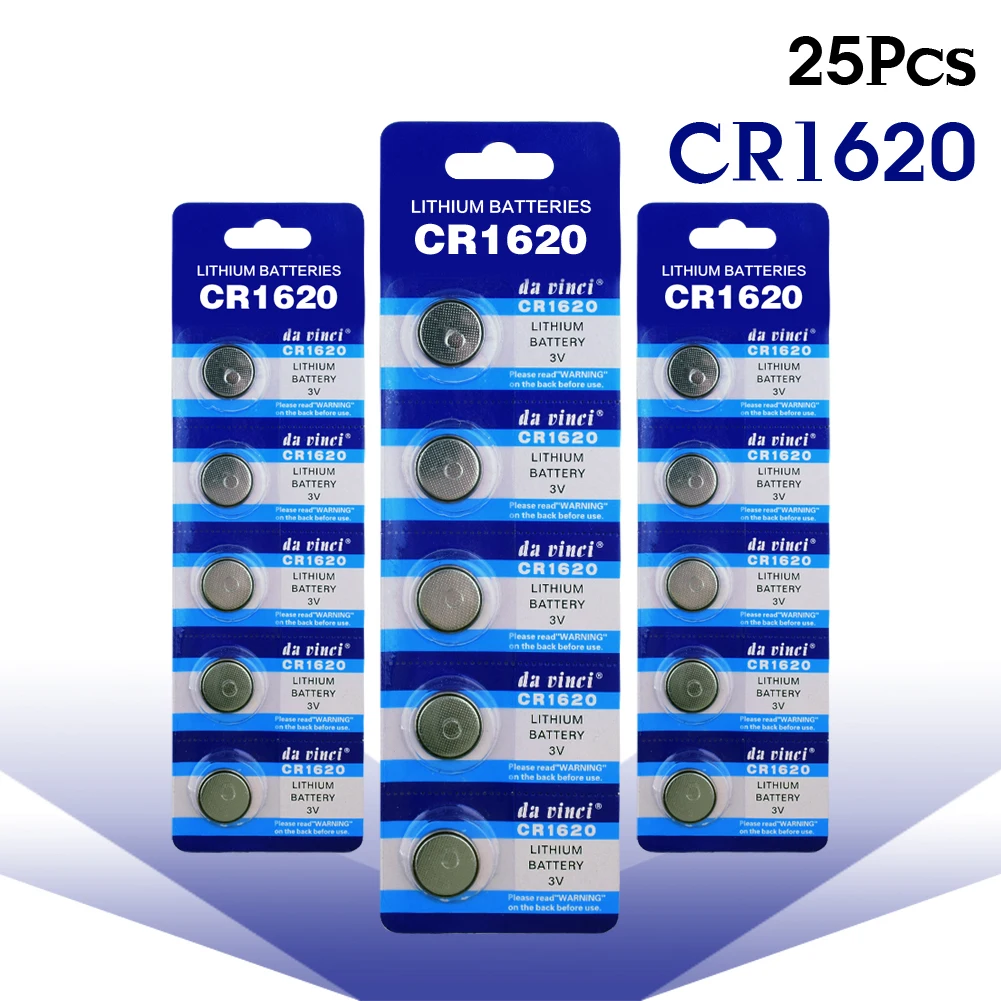 

25pcs 3V CR1620 CR 1620 Cell Coin Button Batteries DL1620 CR 1620 ECR1620 5009LC KCR1620 BR1620 LM1620 Lithium Li Ion Battery