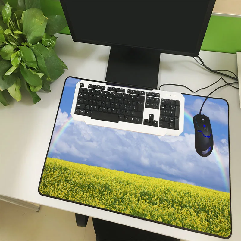 Коврик для мыши XGZ большого размера коврик с красивыми цветами море радуга облако