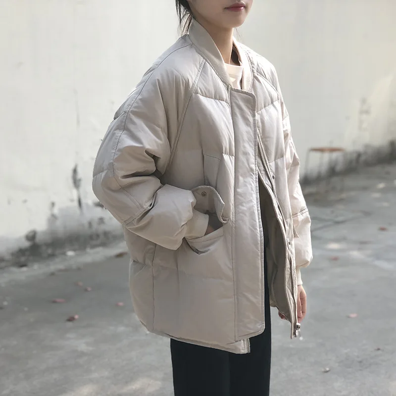 Women Baseball Padded Jacket 2021 Winter Casual Loose Thickened Baseball Uniform Warm Jackets Women Elegant Zipper Cotton Coat