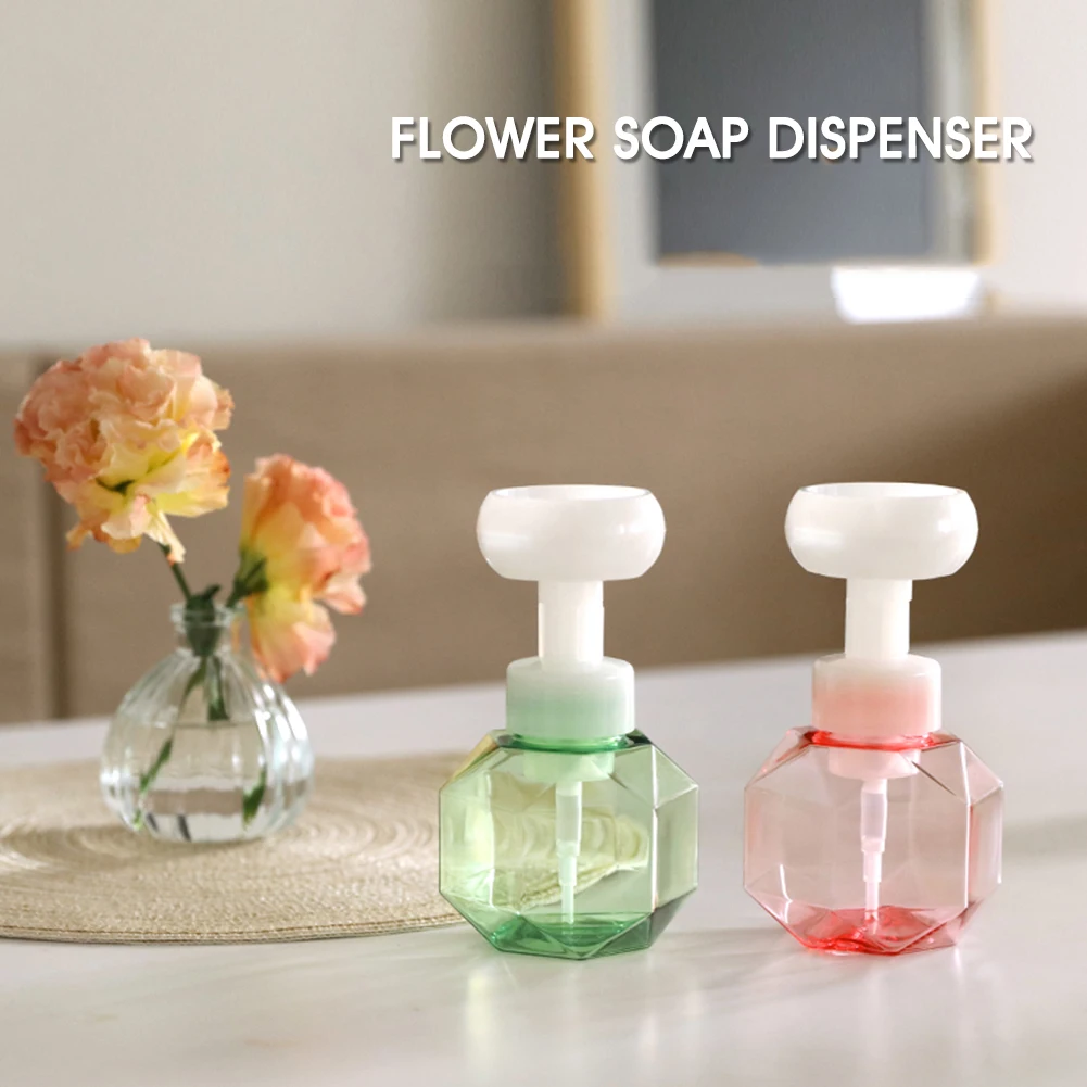 

4-color Liquid Soap Dispenser Flower Shape Foam Foaming Pump Empty Box Shower Gel Foam Pump Bottle Kitchen Plastic Clear Bottles