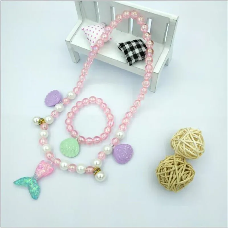 2019 жемчужный комплект украшений для детей Вечерние Бусы девочек ожерелье и