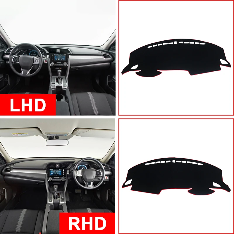 Для Honda Civic X 10th 2016 2017 2018 2019 2020 приборной панели автомобиля крышка коврики