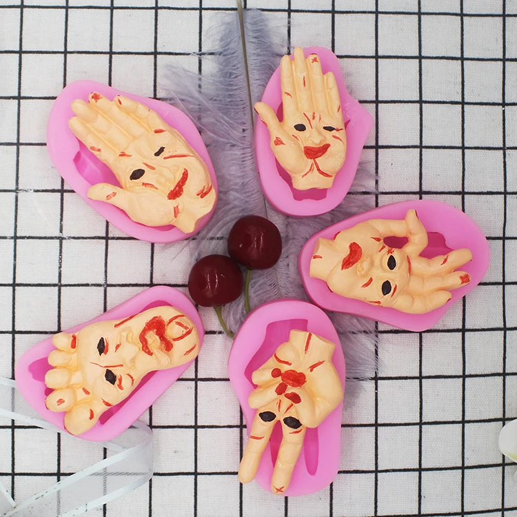 

QIQIPP Halloween funny series hand-foot-face chocolate DIY fondant decorative mold aromatherapy gypsum silicone mold